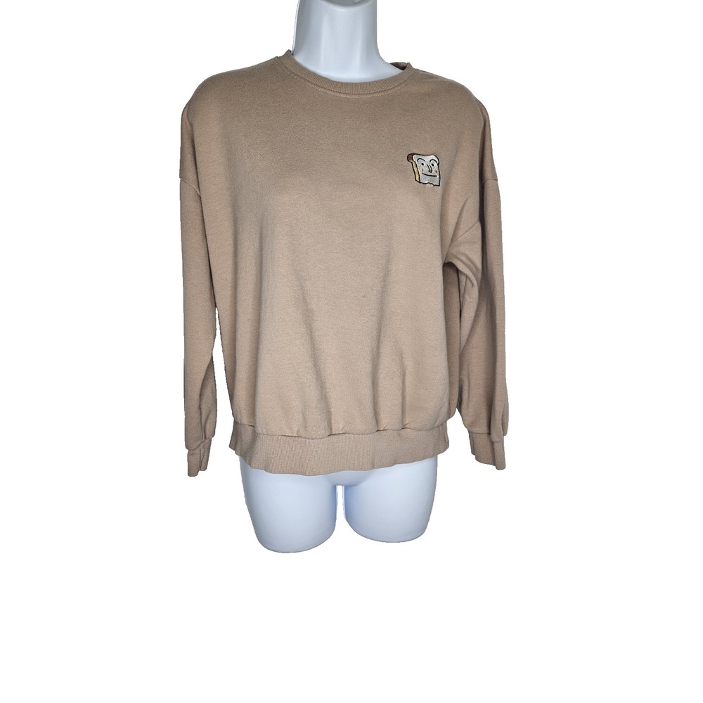 FRMD Products Beige Crewneck Sweatshirt Toast Bread Embroidery Korea Size M
